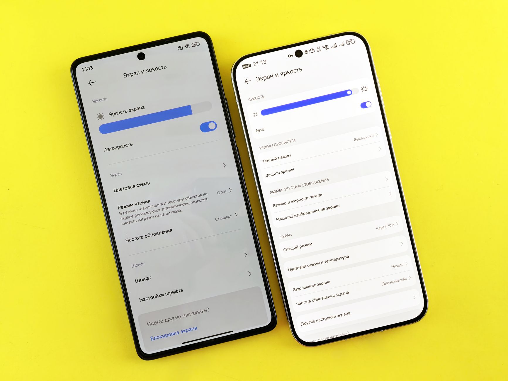 Android and iPhone smartphones placed side by side on a table