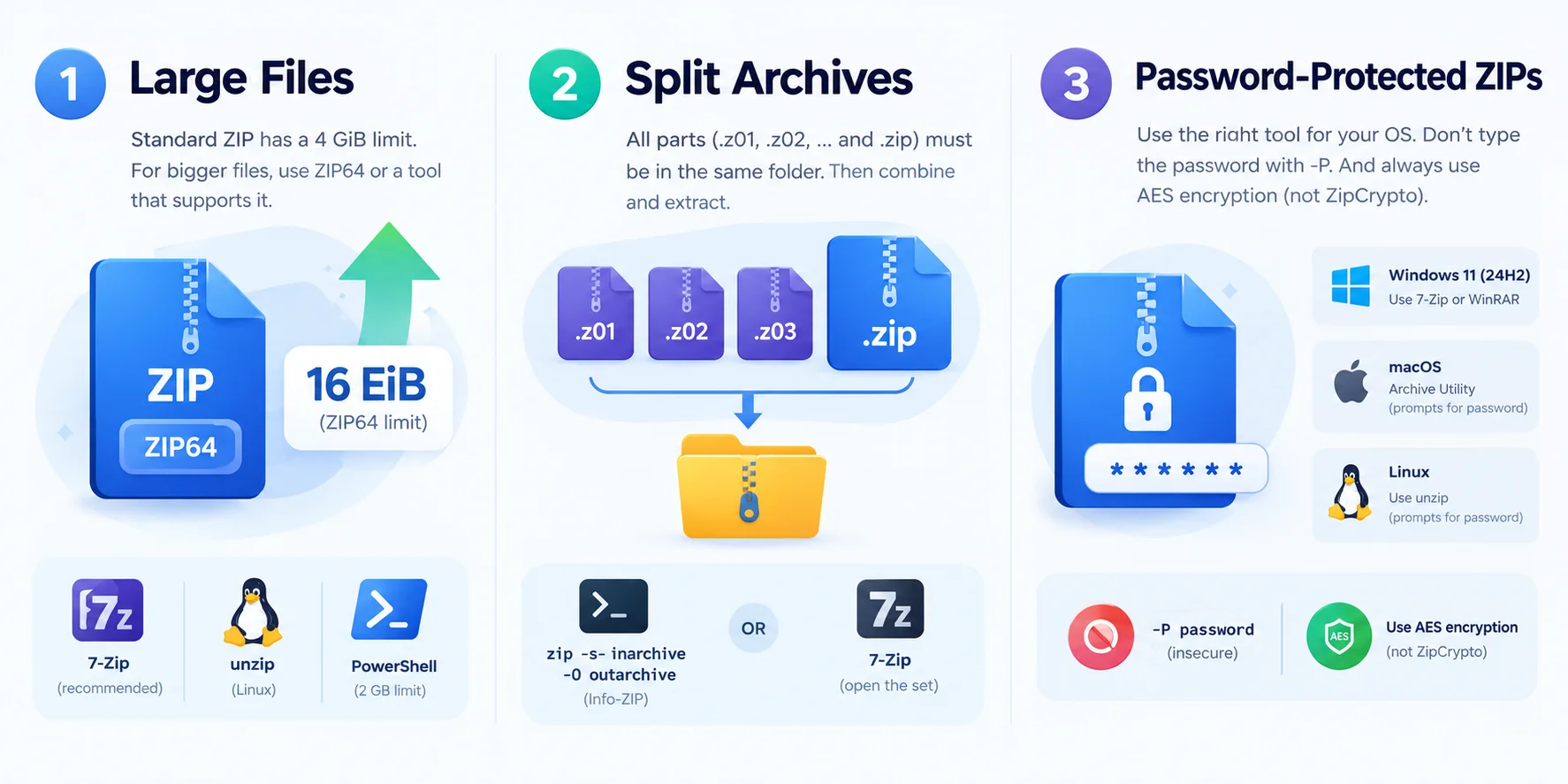 How to Unzip Large, Split and Password-Protected Files